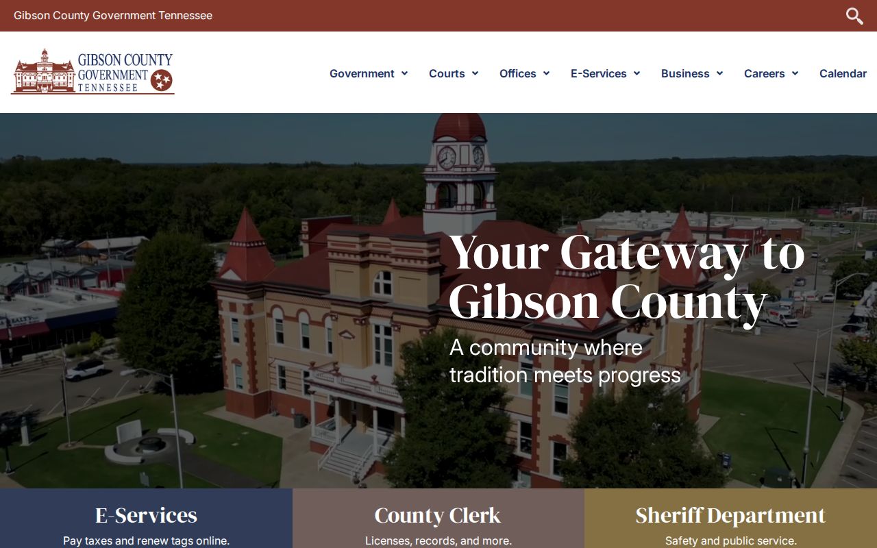 Official Gibson County government page for criminal record office routing