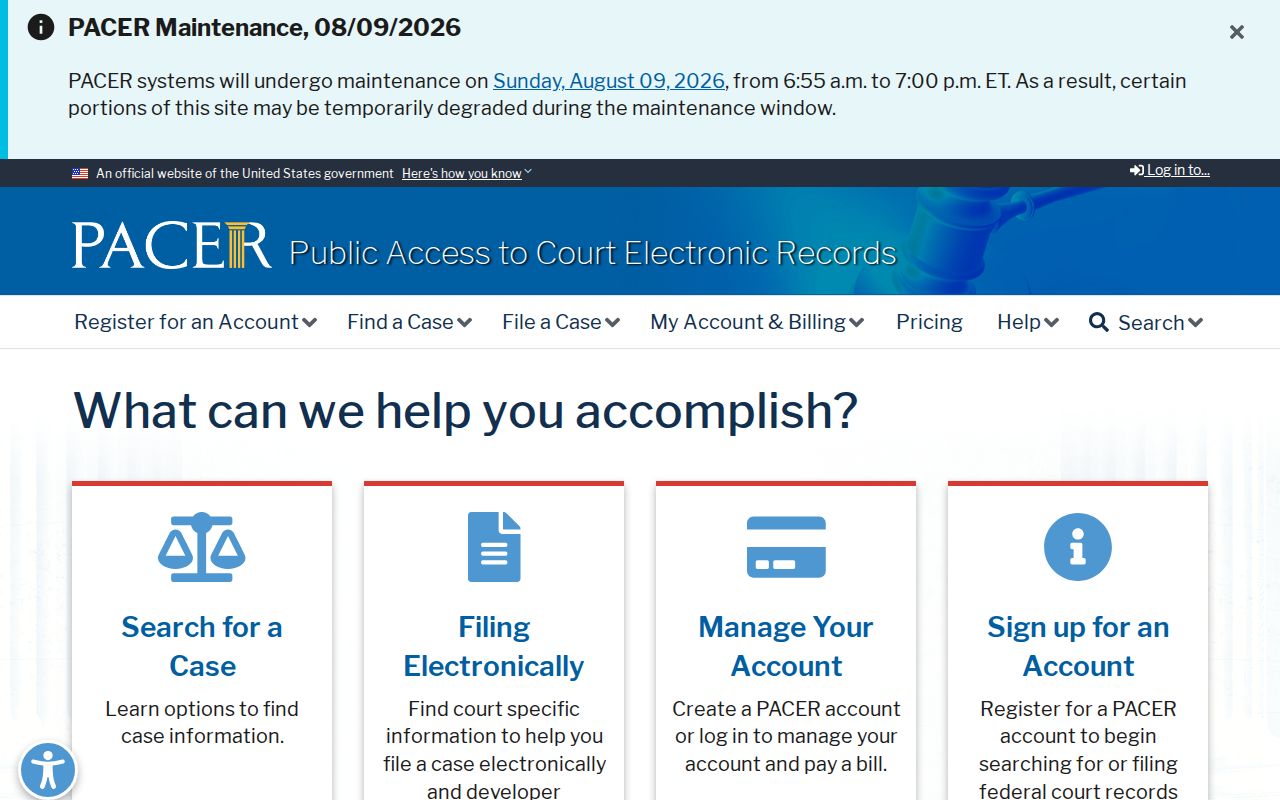 PACER federal criminal record access for Gibson County cases