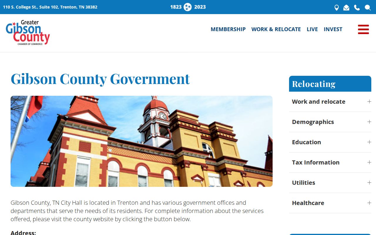Gibson County government directory for criminal record offices