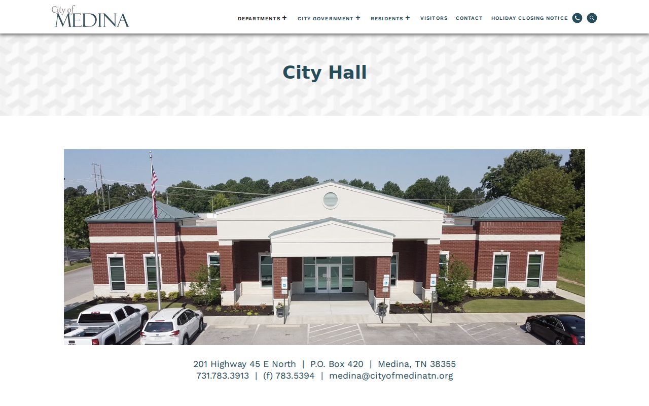 Official Medina City Hall contact and department routing page