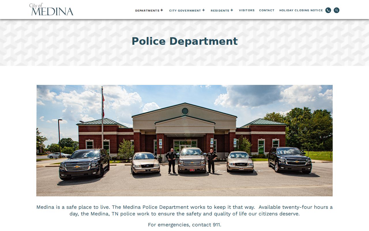 Official Medina Police Department contact and 24-hour availability page