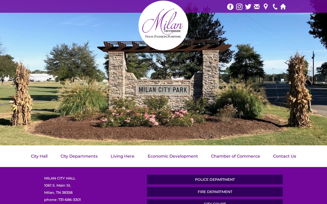 Official City of Milan Tennessee homepage and civic imagery